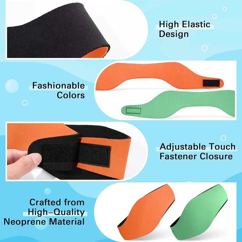 Lunmon 2 Pairs Swimming Headbands Adjustable Water Headbands for Adults Waterproof Safety Earplugs Swimming Earband Protectors for Pool, Surfing, Diving and Water Sports - Image 3